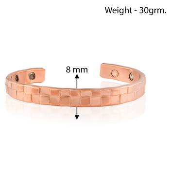 Pure copper magnetic ends brick texture free size adjustable health benificial cuff kada 3