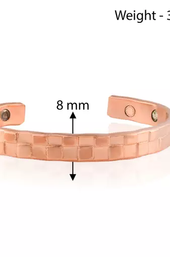 Pure copper magnetic ends brick texture free size adjustable health benificial cuff kada