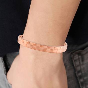 Pure copper magnetic ends brick texture free size adjustable health benificial cuff kada 4