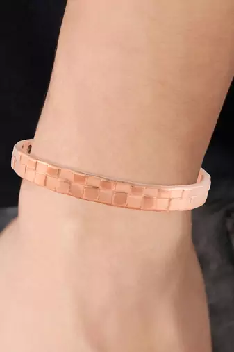 Pure copper magnetic ends brick texture free size adjustable health benificial cuff kada