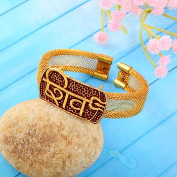 brass goldplated shiv adjustable kada cuff bracelet hindu spiritual jewellery 1