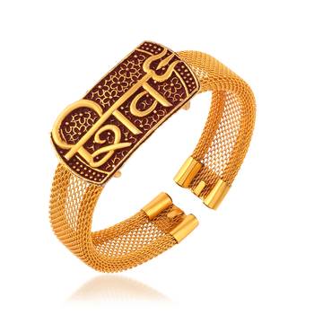 brass goldplated shiv adjustable kada cuff bracelet hindu spiritual jewellery 2