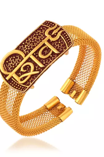 brass goldplated shiv adjustable kada cuff bracelet hindu spiritual jewellery
