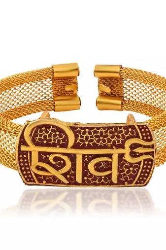 brass goldplated shiv adjustable kada cuff bracelet hindu spiritual jewellery
