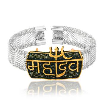 brass anti tarnish silver plated mahadev shiv adjustable kada cuff bracelet 3