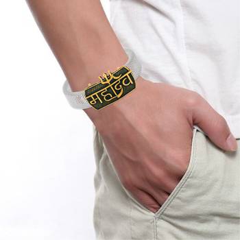 brass anti tarnish silver plated mahadev shiv adjustable kada cuff bracelet 4