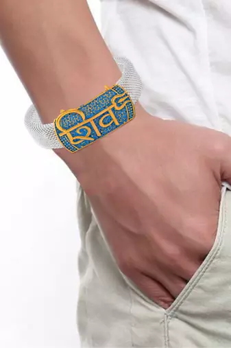 brass silver plated shiv adjustable kada cuff bracelet hindu