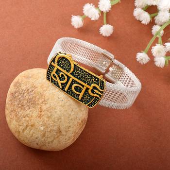 brass anti tanrish silver plated shiv adjustable kada cuff bracelet 1
