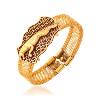 brass goldplated running jaguar tiger adjustable kada cuff bracelet trending 2