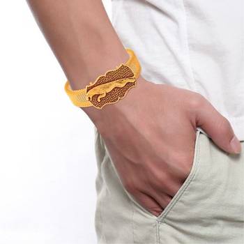 brass goldplated running jaguar tiger adjustable kada cuff bracelet trending 3