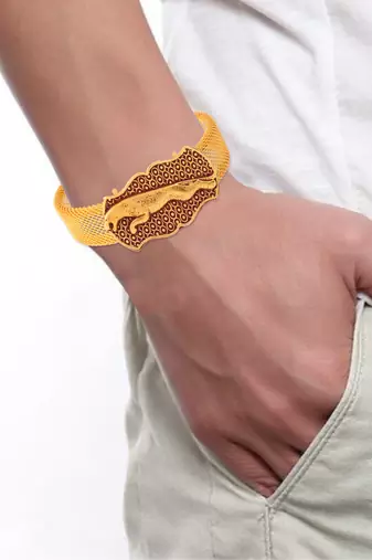 brass goldplated running jaguar tiger adjustable kada cuff bracelet trending