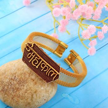 brass goldplated mahakal shiv adjustable kada cuff bracelet 1