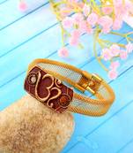 Brass antique gold om adjustable kada cuff bracelet