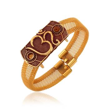 Brass antique gold om adjustable kada cuff bracelet 2