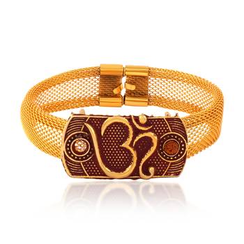 Brass antique gold om adjustable kada cuff bracelet 3