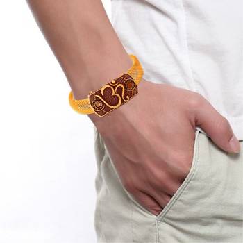 Brass antique gold om adjustable kada cuff bracelet 4