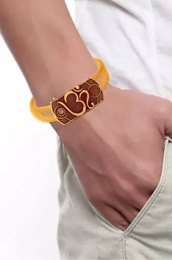 Brass antique gold om adjustable kada cuff bracelet