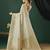 Cream nylon jacquard fancy saree with blouse