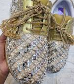 Golden solid synthetic sneakers