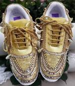 Golden solid synthetic sneakers