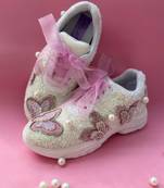 Pink solid synthetic sneakers