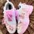 Pink solid synthetic sneakers