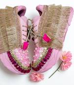 Pink solid synthetic sneakers