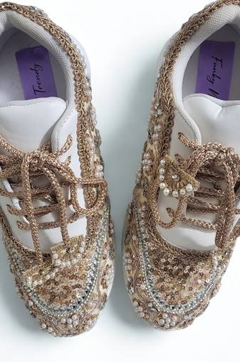 Rose gold solid synthetic sneakers