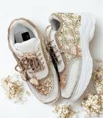Rose gold solid synthetic sneakers