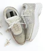 Silver solid synthetic sneakers