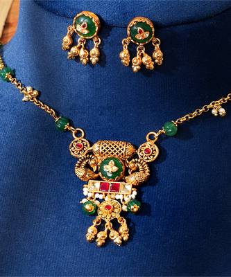 Gold plated multicolor kundan necklace set 2