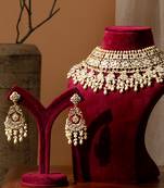 Gold plated kundan pearl necklace set
