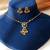 Gold plated green stone kundan necklace set