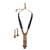 Traditional temple chain lariat black bead gold plated long bead chain mangalsutra set for women