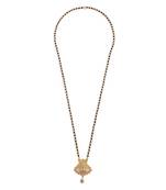 Traditional oval golden balls gold plated long bead chain mangalsutra for women