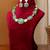 Gold plated sage green kundan necklace set
