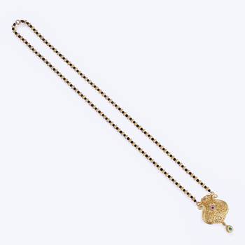 Traditional oval and kalash shape golden balls gold plated long bead chain mangalsutra for women 3
