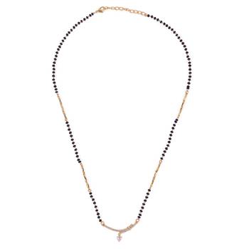 Traditional heart shape cz studded gold plated adjustable chain mangalsutra for women 1