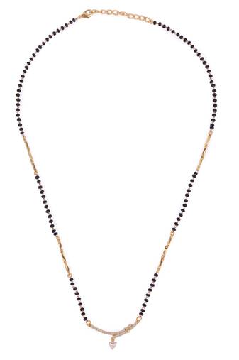 Traditional heart shape cz studded gold plated adjustable chain mangalsutra for women