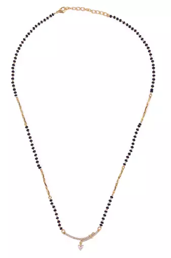 Traditional heart shape cz studded gold plated adjustable chain mangalsutra for women