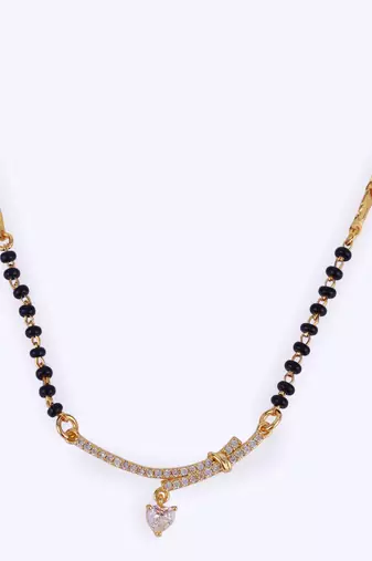 Traditional heart shape cz studded gold plated adjustable chain mangalsutra for women