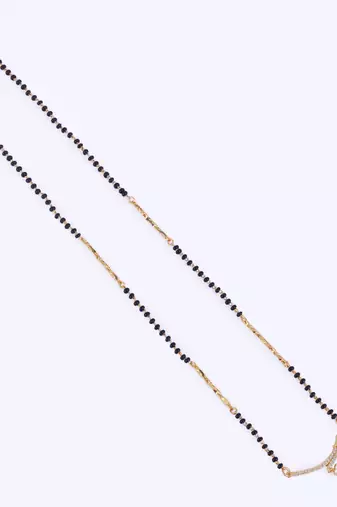 Traditional heart shape cz studded gold plated adjustable chain mangalsutra for women