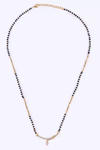 Traditional heart shape cz studded gold plated adjustable chain mangalsutra for women