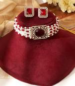 Gold plated red stone kundan Choker necklace set