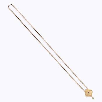 Traditional oval and peacock design gold plated mangalsutra for women 2