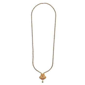 Traditional oval and paisley design gold plated mangalsutra for women 1