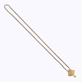 Traditional oval and paisley design gold plated mangalsutra for women 2