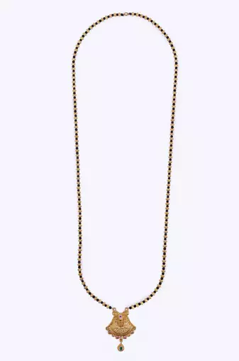 Traditional oval and paisley design gold plated mangalsutra for women
