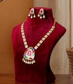 Gold plated multicolor kundan necklace set