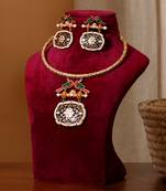 Gold plated multicolor kundan necklace set